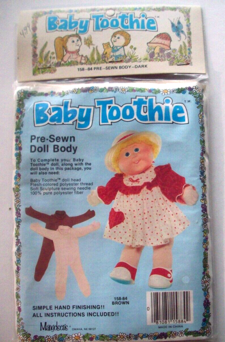 Baby Toothie pre-sewn soft sculpture brown doll body unopen