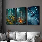 3pcs Viking Axe Glowing Sword Samurai Sword Wall Art Canvas Unframed/Framed