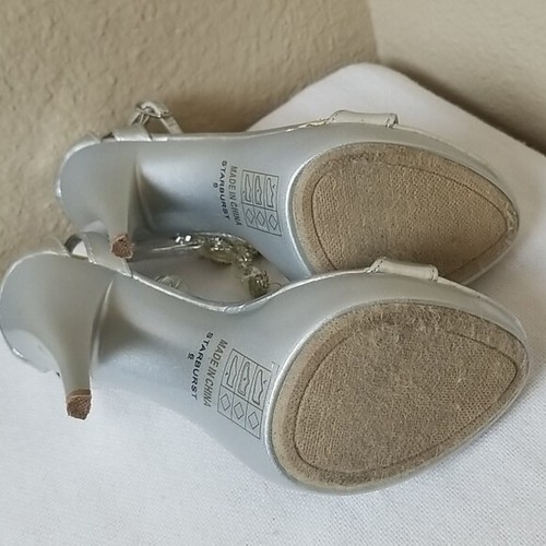 Michaelangelo Bling Silver Heels Sandals Size 6 - Picture 7 of 9