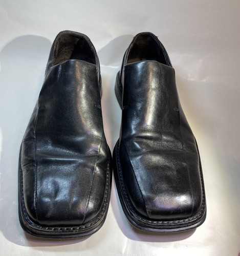 Stephan Bossi Mens Black Leather Dress Shoes Slip On Size 10M 051931 - Picture 2 of 5