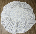 VTG Round Table Cloth Blue White Bow Ribbons Coquette Romantic Ruffles 34"