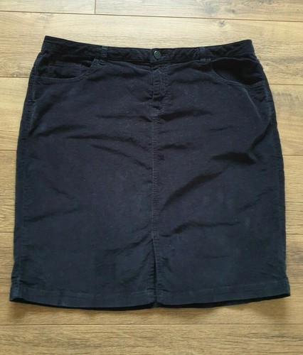 MONSOON Velvet Knee Length Straight Pencil Stretchy Skirt UK 16 Black