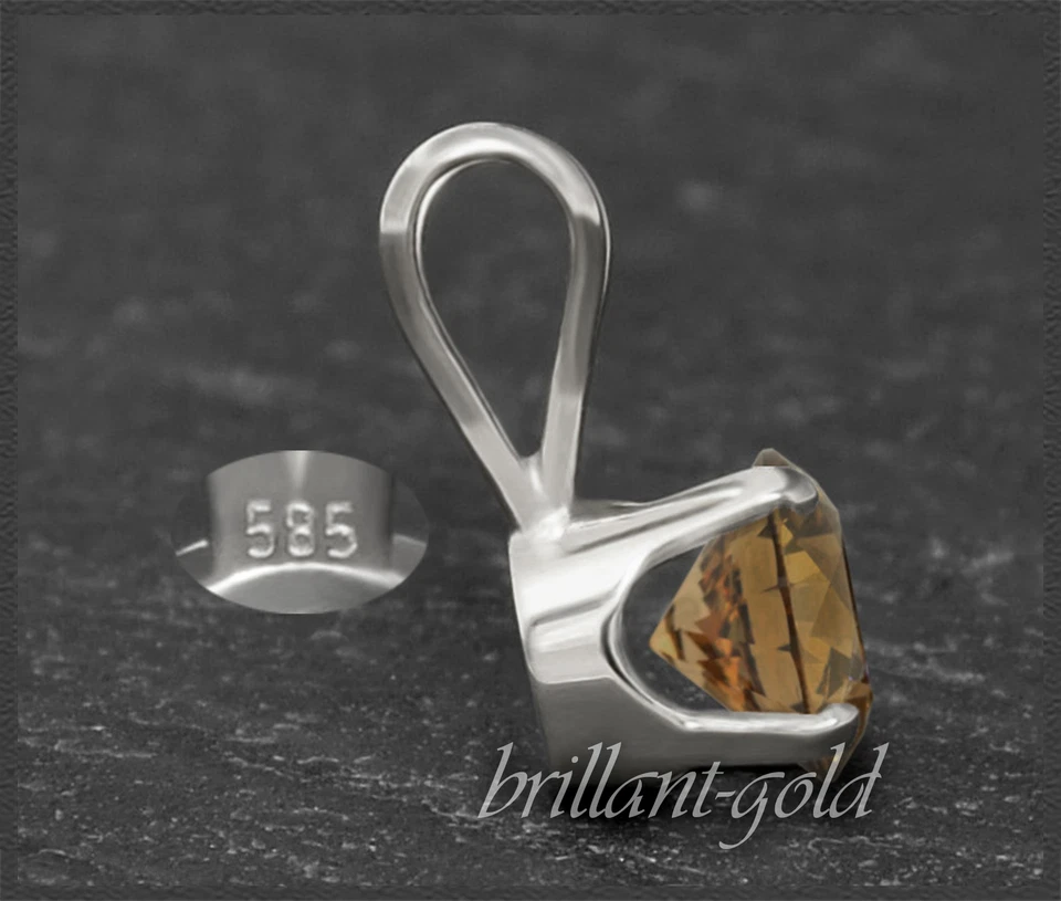 Diamant Anhänger mit 0,55ct aus 585 Gold, Brillant in Cognac Chamapgner, Neu - Bild 3 von 4