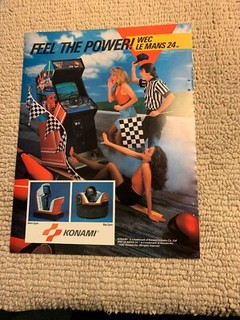 original 1987 11- 8.5'' Wec Le Mans 24 Konami arcade video game AD FLYER