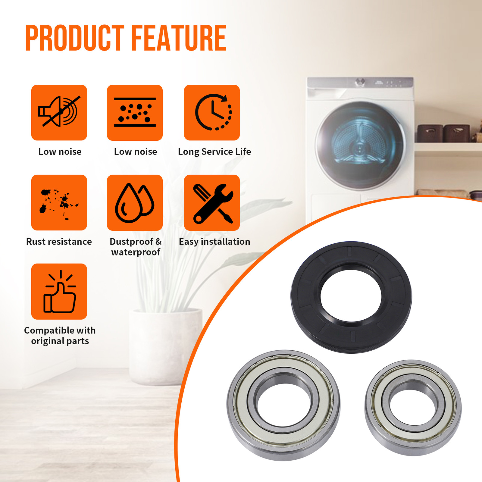For Samsung Washer Washing Seal Bearing Kit DC62-00156A DC97-16509A DC97-16509B