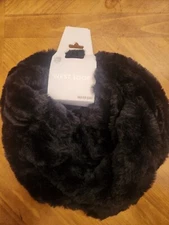 Faux Fur Infinity Scarf Black One Size Convertible Double Wrap West Loop Women's