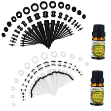 JDXN 102 Pieces Acrylic Ear Stretching Kit Aftercare Jojoba Oil Tapers Plugs ...