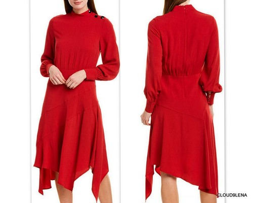 Asymmetric Hem Crepe Midi Dress Sizes 
