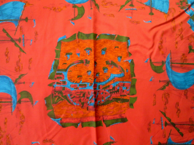 Foulard Carré En Soie Vintage - Dimensions 77 X 78 Cm - Bleu - Très Bel état