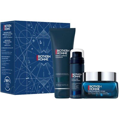 Biotherm Anti-Aging Routine Gift Set For Men Algae Cleanser Shaving 3pcs NEW