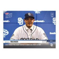 2019 TOPPS NOW #ST-1 MANNY MACHADO BIGGEST FREE AGENT CONTRACT IN HISTORY