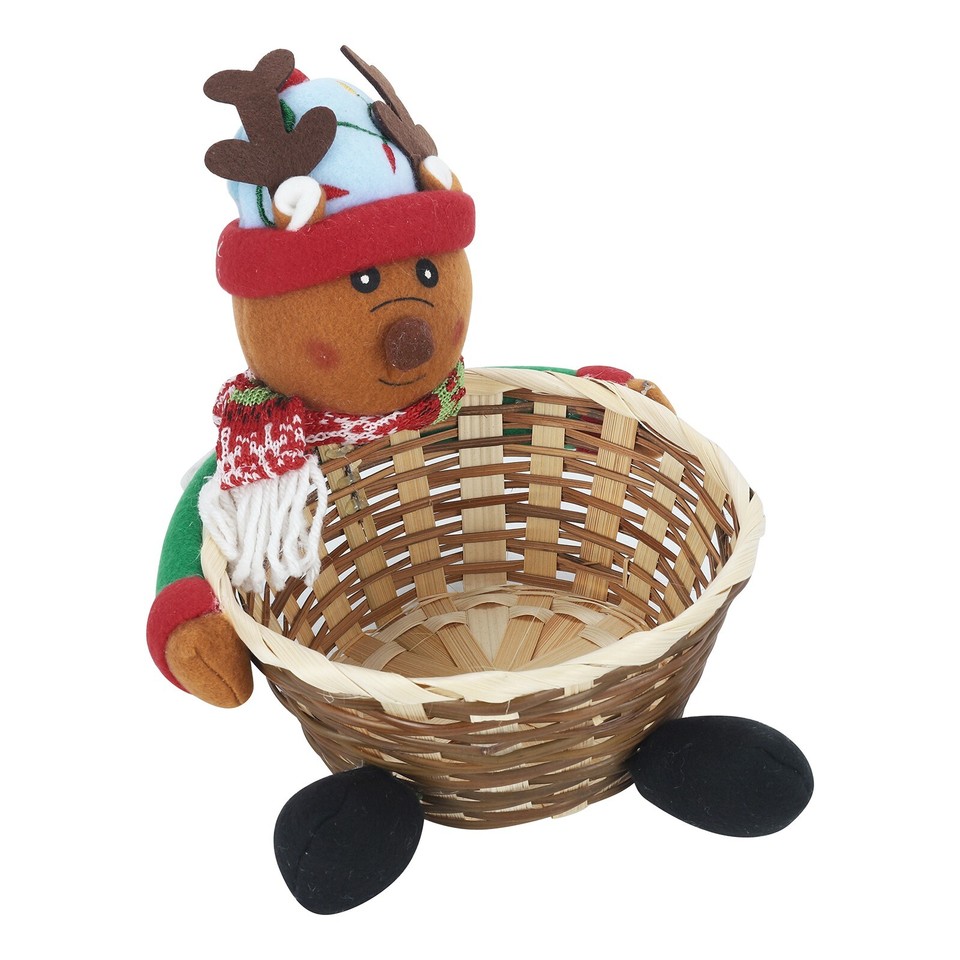 Merry Christmas Candy Storage Basket Decoration Santa Snowman Storage
