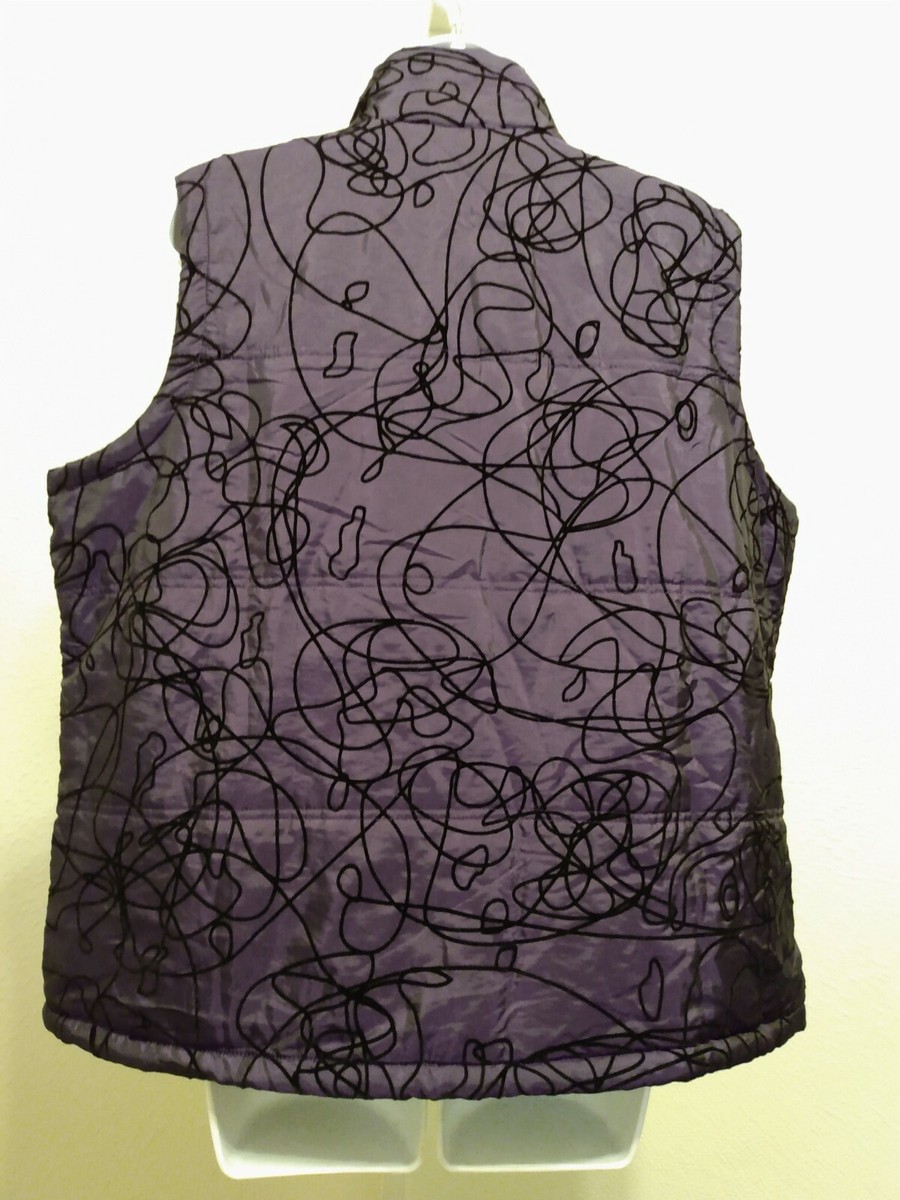 トップス Ameri FLARE SHIRT WITH VEST Jan A Ashley Women's Purple Black Embroidered Full Zip