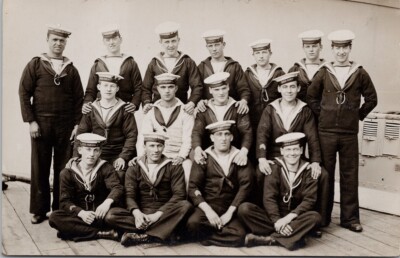 Royal Navy Sailors HMS Canada Battleship Unused RPPC Postcard E80