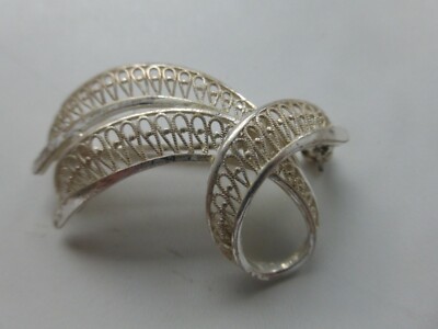 Broche Ancienne Style Trèfle Filigrané En Argent 925 - Poids 4,15gr - Neuf