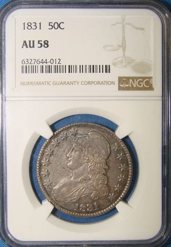 *SUPER LOOKING 1831 CAPPED BUST HALF DOLLAR "RAINBOW" - AU-58 NGC*
