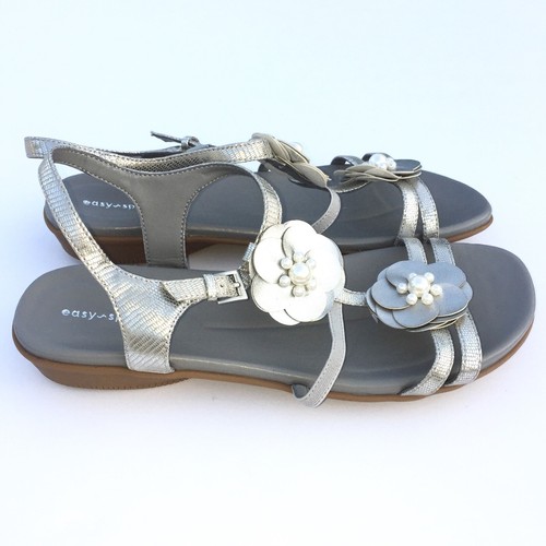 Easy Spirit Sandals Womens Shiny Patent Leather Flats Pearl Beaded Petals Haven - Picture 42 of 70