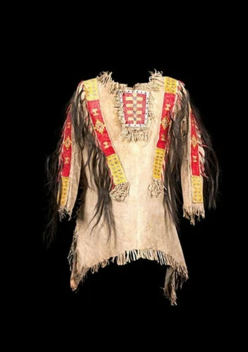 Native American Powwow War Shirt Beaded Detail Indigenous Tribal Beadwork WS140 - product listing photo