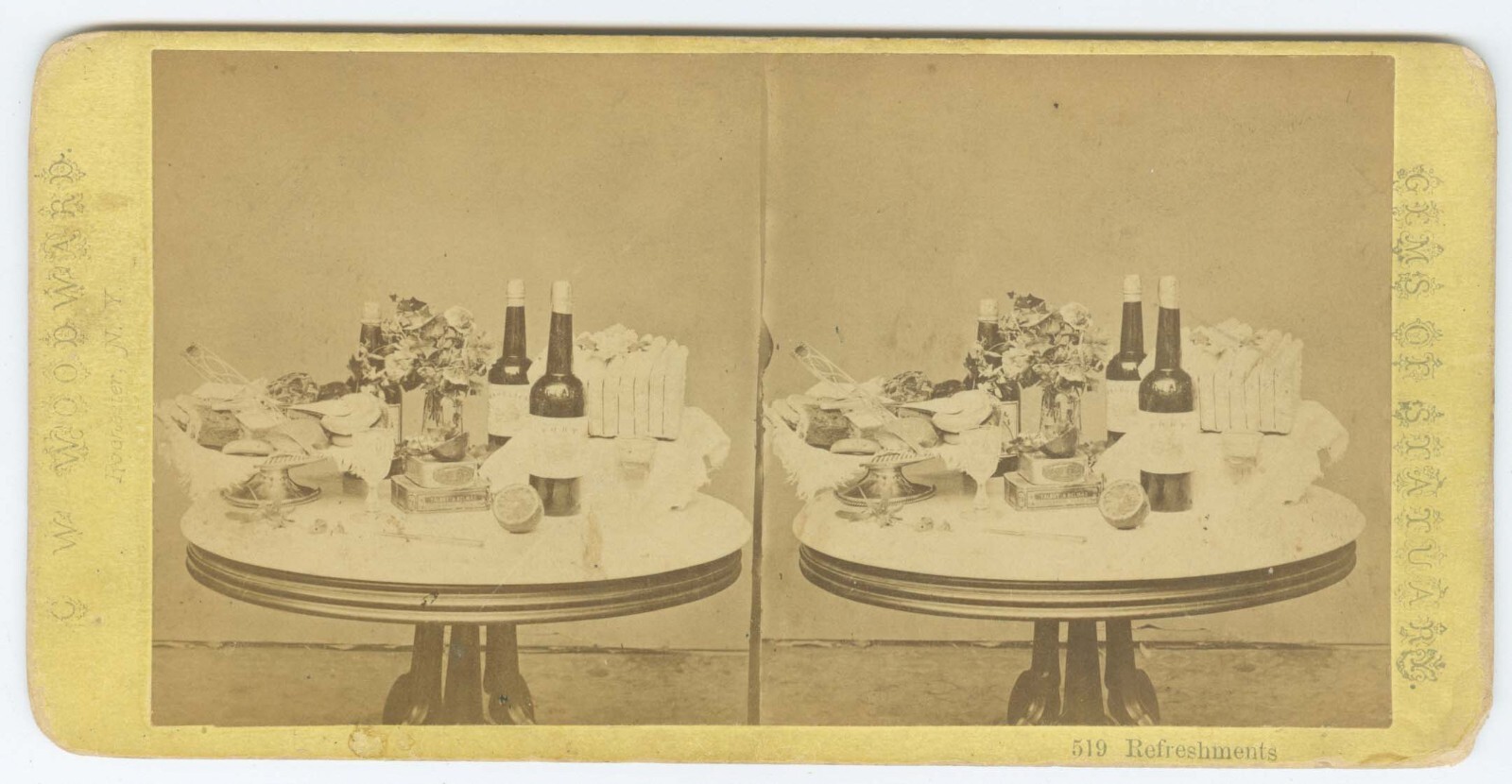 D1192~ Still-Life with Port & Wine Bottles c.1870 Stereoview – by Woodward