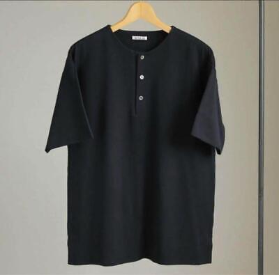 AURALEE 2017SS High Gauge Pique Henley Neck Shirt Navy 4 AURALEE 2017SS High Gauge Pique Henley Neck Shirt Navy 4