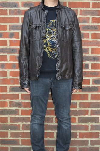 AllSaints Mens MCKAY Leather Shirt Jacket Brown LARGE All Saints 2 - 第 4/10 張圖片