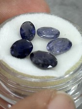 Lot Of 5 Iolite Untreated Oval Cut Faceted Loose Gemstones 7mm Uncertified