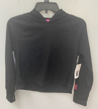 Xersion Black Hoodie Textured Pullover Girls Size Medium 10/12 Thumbholes