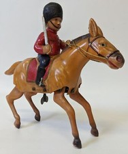 Vintage 1940's Japan CELLULOID Wind-up Toy HORSE w/ British Guard Carrying Sword