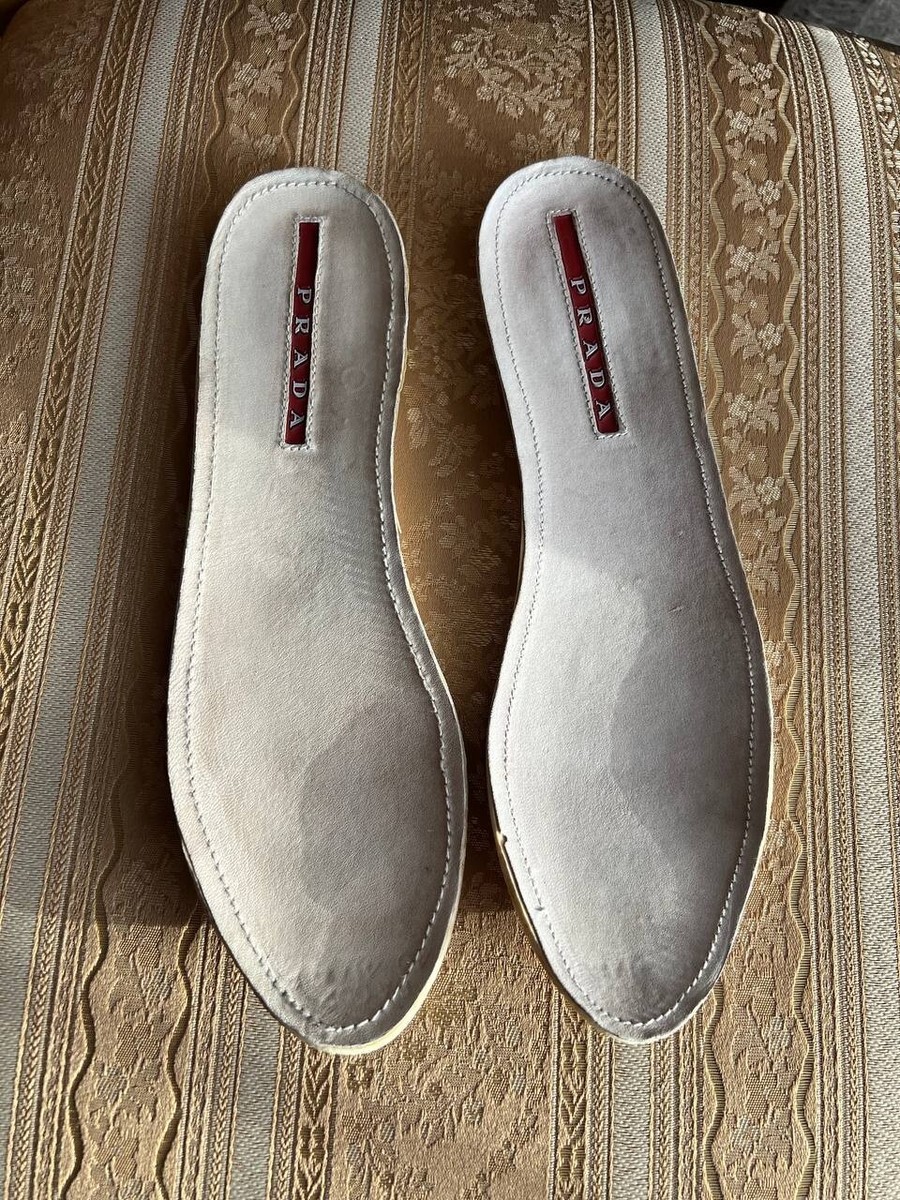 PRADA ITALY ORIGINAL 3E4739 WHITE LEATHER SNEAKERS WOMENS