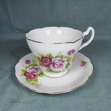 Made in China, Cup & Saucer, White with Pink Florals, Porcelain Teacup