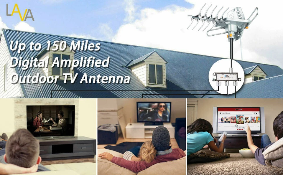 LAVA HD2605 Outdoor HD TV Antenna Remote Controlled Rotation 4K TV with Kit - Image 2 of 4