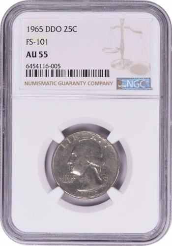 1965 Washington Quarter DDO FS-101 AU55 NGC