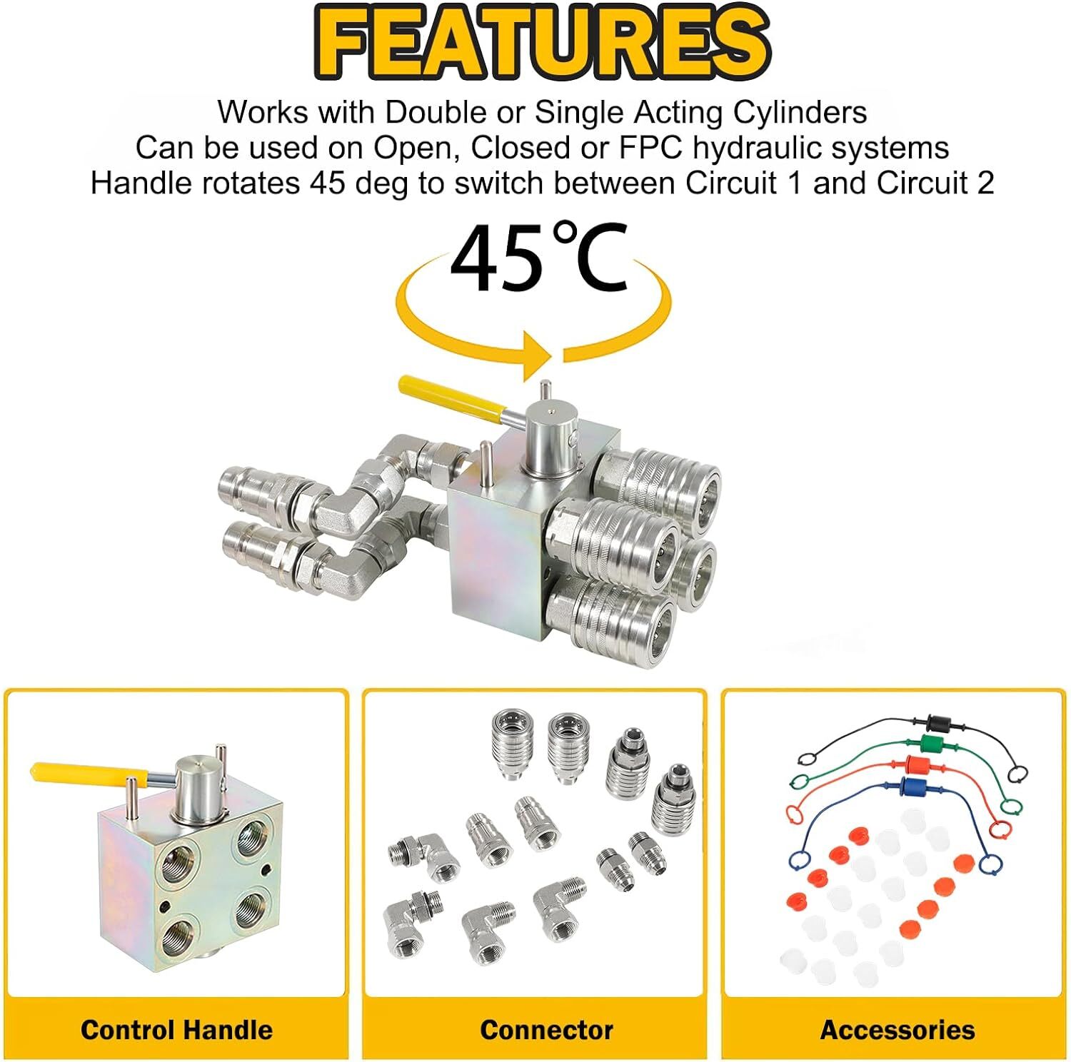 Manual Hydraulic Multiplier, SCV Splitter/Diverter Valve with Couplers ...
