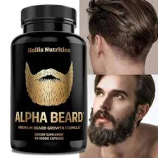 Hollis Nutrition Alpha Growth Formula - Stronger, Thicker, Facial Hair Pack of 1