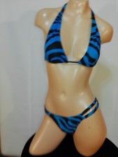 Exotic dancer stripper small multicolor two piece bikini dance outfit-dancewear