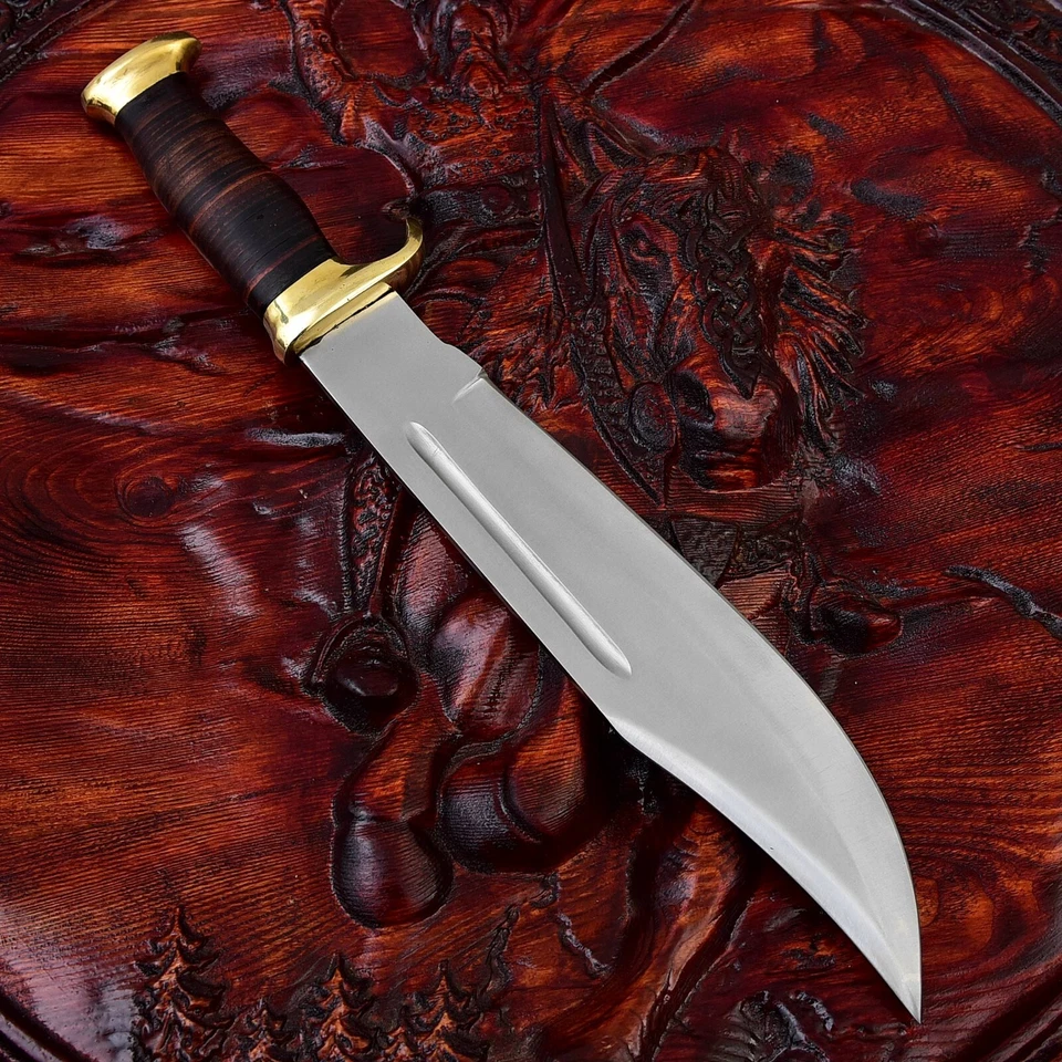 Cuchillo Bowie de caza cuchillo exterior camping 440A acero hecho a mano inoxidable - Imagen 3 de 4