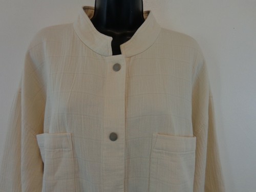 Eileen Fisher Giacca Donna Taglia Unica Cotone Biologico Collo Mandarino Nuova Etichette - Foto 2 di 9