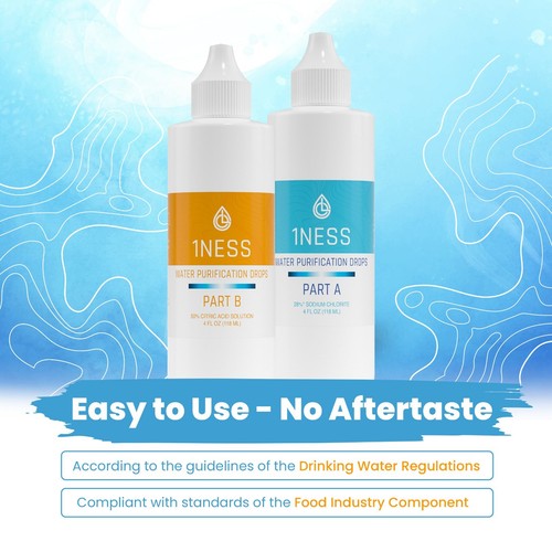 Gotas de tratamiento de agua 1ness - Botellas de plástico sin BPA - Kit de 4 oz (CitricKit) - Imagen 2 de 6