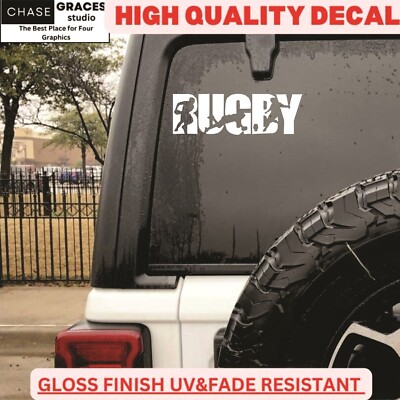 #ad Rugby Sports Vinyl Decal Sticker Black Cars Trucks Vans 6.0quot; x 2.30quot; $4.99