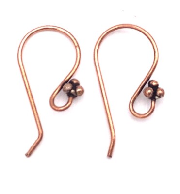 4pieces Fancy Beaded Copper Bali ear wire- Jewelry Making Finding