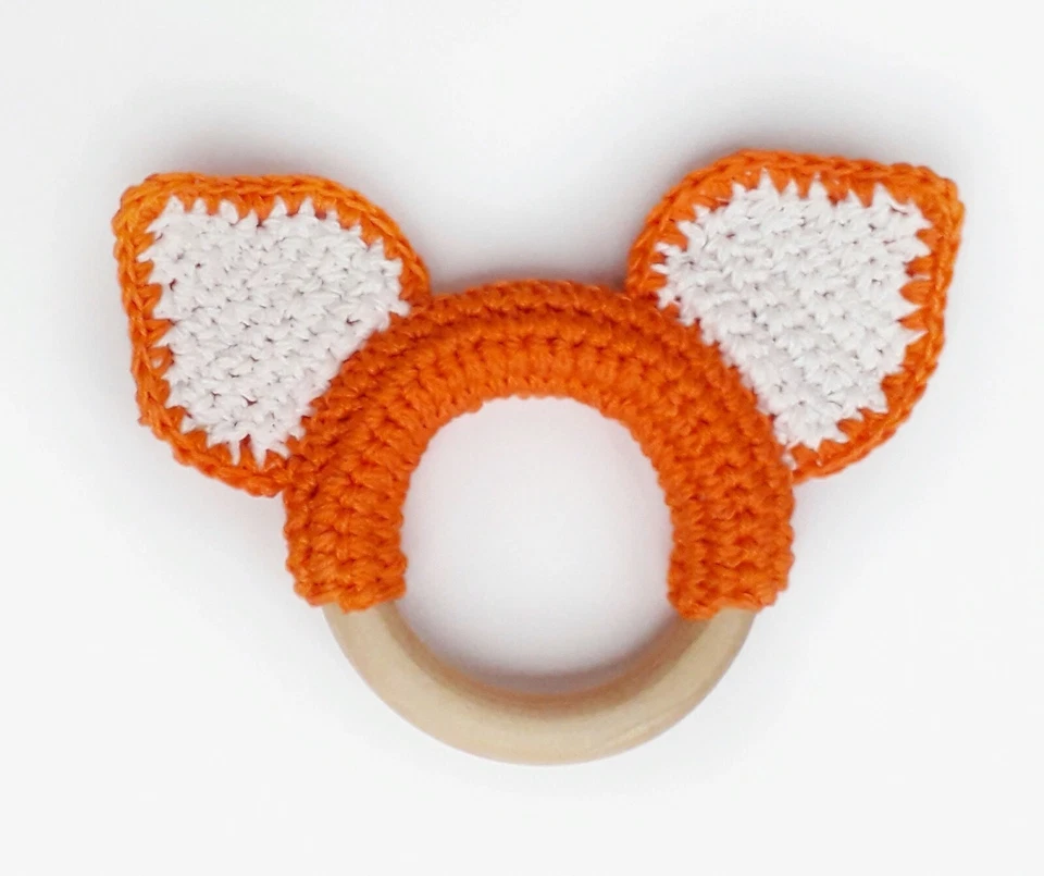 Pattern fox teether beginner crochet DIY, Fox rattle crochet gift for newborn - Image 2 of 3