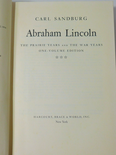1966 Abraham Lincoln The Prairie Years- Carl Sandburg-One Vol Edition - Picture 4 of 9