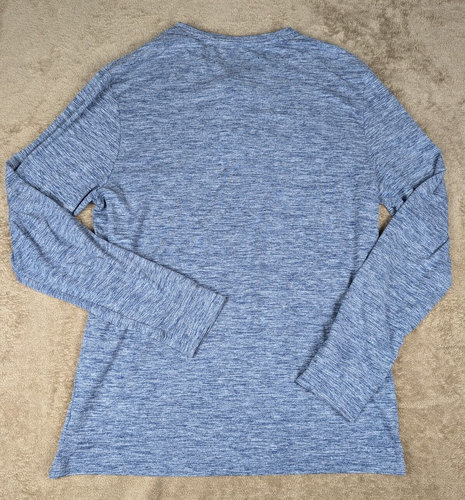 Marc Anthony Luxury Blue Heathered Henley Shirt Long Sleeve Size L Stretch EUC - Picture 9 of 11
