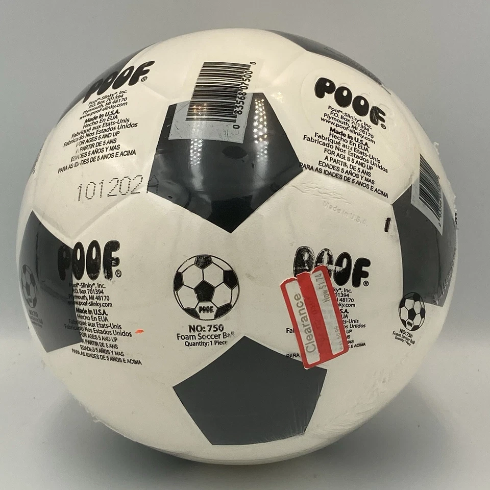 Bola de futebol vintage 7,5” Poof branca preta início dos anos 2000 NO 750 fabricada nos EUA - Imagem 4 de 4