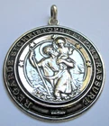 Antique Silver Large St. Christopher Medal Pendant Vintage Jewelry 2303