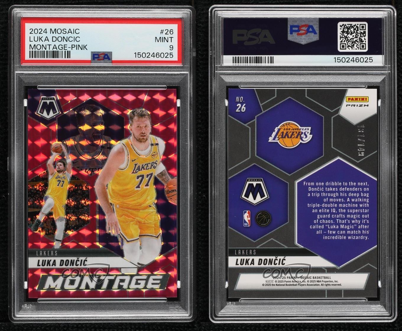 2024-25 Panini Mosaic Montage Pink Prizm 131/149 Luka Doncic #26 PSA 9 MINT