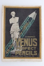 AMERICAN LEAD Venus Perfect Pencils Advertising POSTER STAMP BACK AD REVERSE