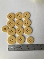 11pc big 2.25" and 2pc small 1" yellow plastic Buttons craft shirt DIY garment
