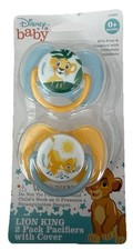 Disney Lion King Simba Baby Pacifiers 2 Pack w/ Cover New BPA Free Infant 0 