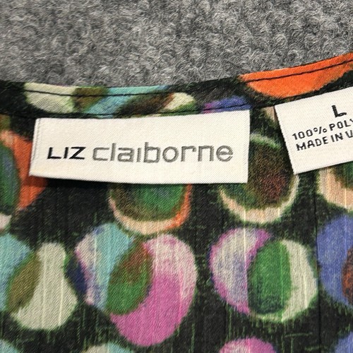 Liz Claiborne Top Shell Women’s L Multicolor Geometric Workwear Sheer - Picture 5 of 10